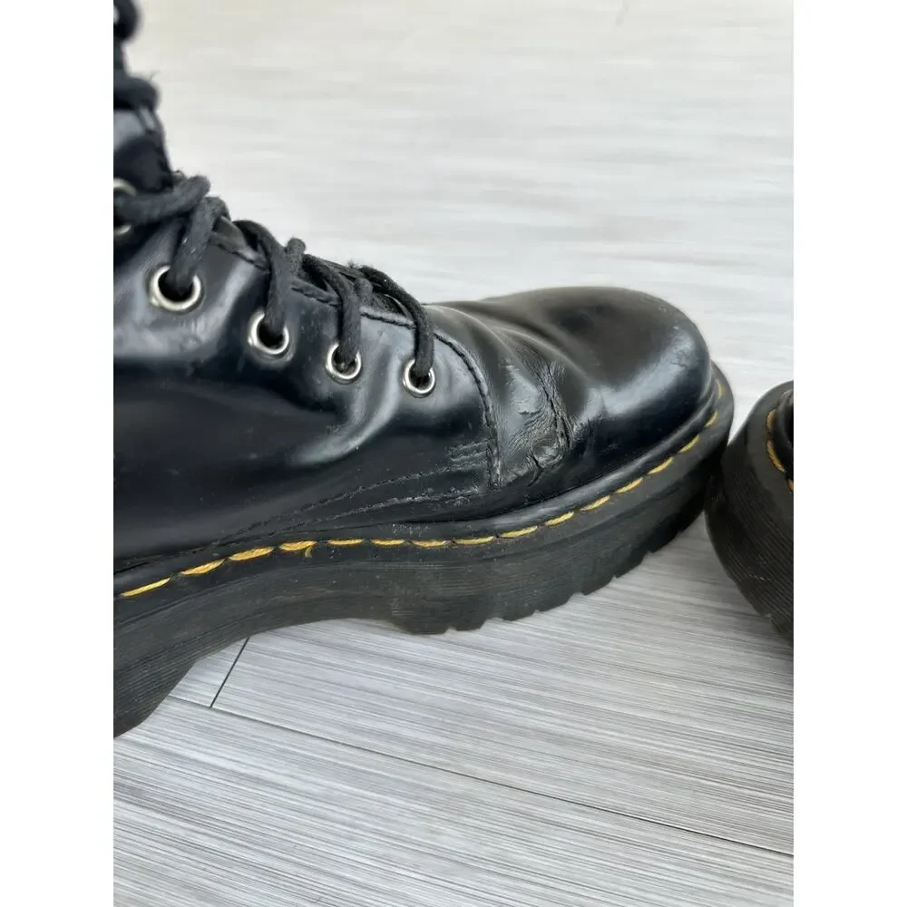 Dr. Martens Jadon Platform Black Polished Smooth Leather Boots Sz 9